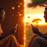a man a lady in a long distance relationship